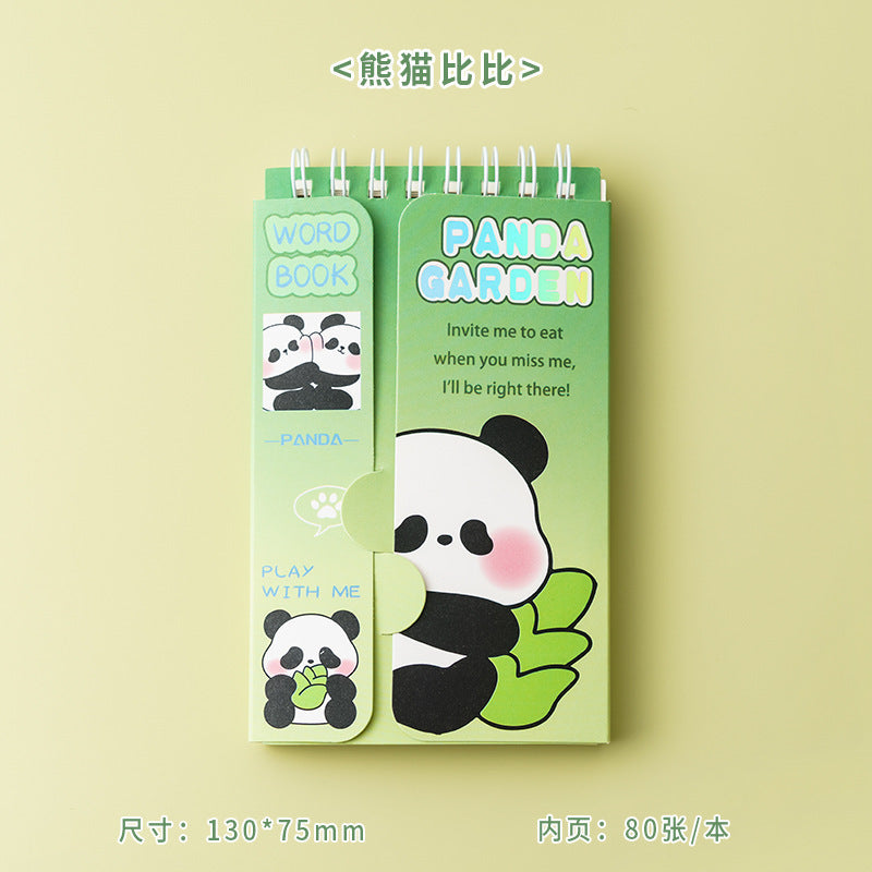 Cartoon cute panda English word book can cover diary, portable portable notebook, pocket book