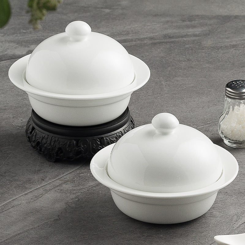 Ceramic stewed cup, bird's nest stew cup, home steamed egg bowl, Chinese soup cup, hotel restaurant, Shaxian pure white commercial cup