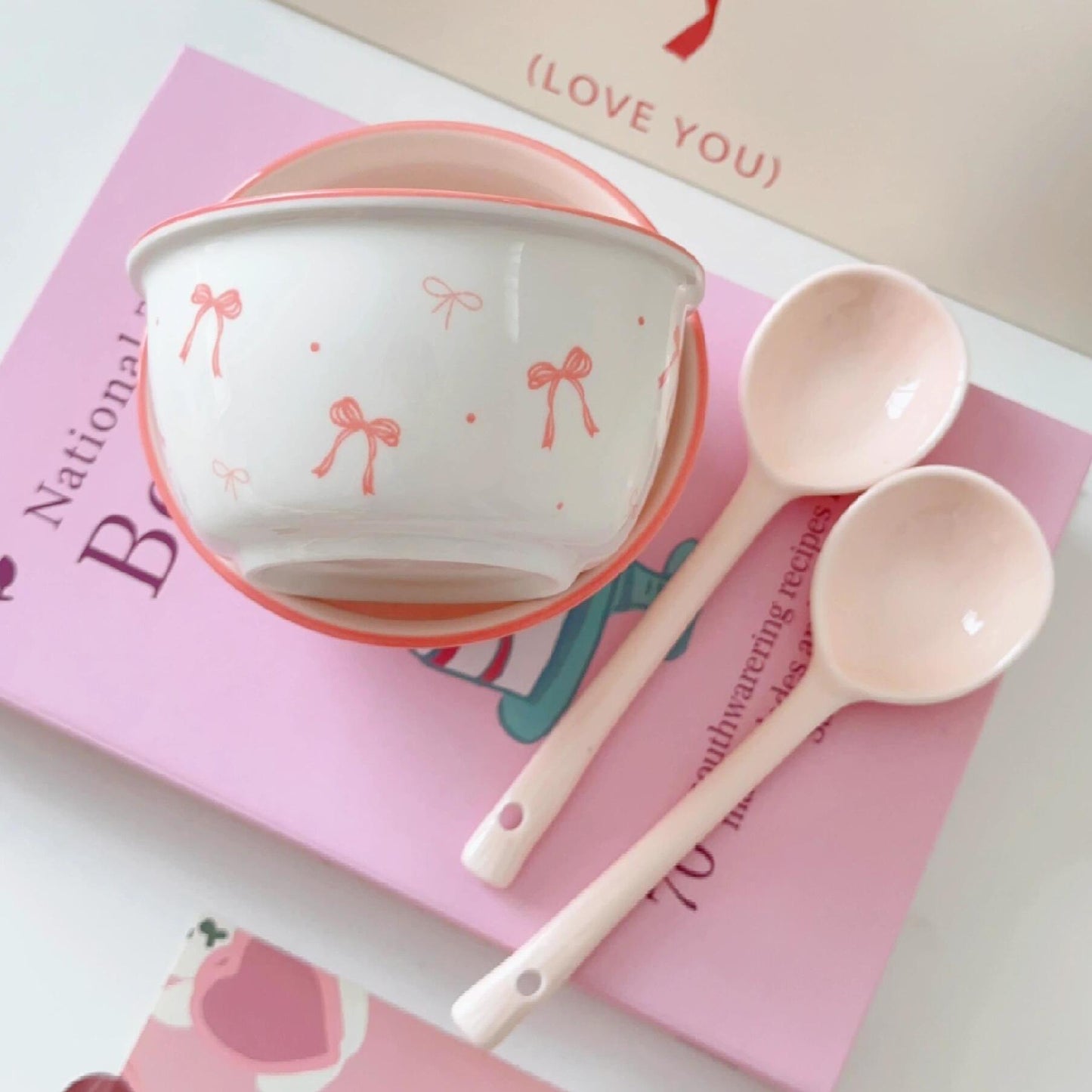 Underglaze color dish set, household high-value ceramic tableware four-piece set, couple bowl and chopstick set, rice bowl, spoon