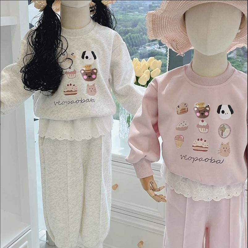 Girls' sweatshirt set spring and autumn 2025 new children's casual fashion autumn baby cotton foreign autumn clothes sports