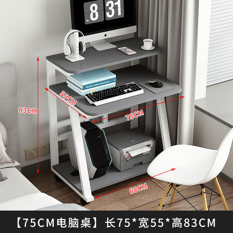 TRQ Mini Computer Desk Small Home Desktop Desk Movable Computer Desk Double Decker Desk Modern and Minimalist