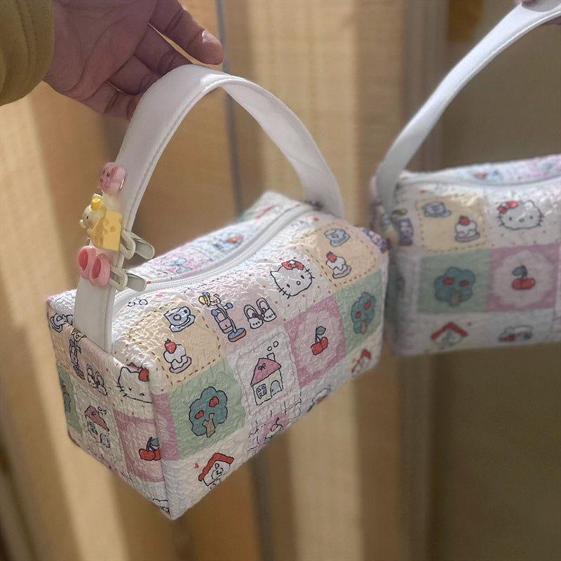 2025 New Cartoon Cat Convenient Makeup Toiletry Bag Travel Storage Bag Large Capacity Three-dimensional Handbag