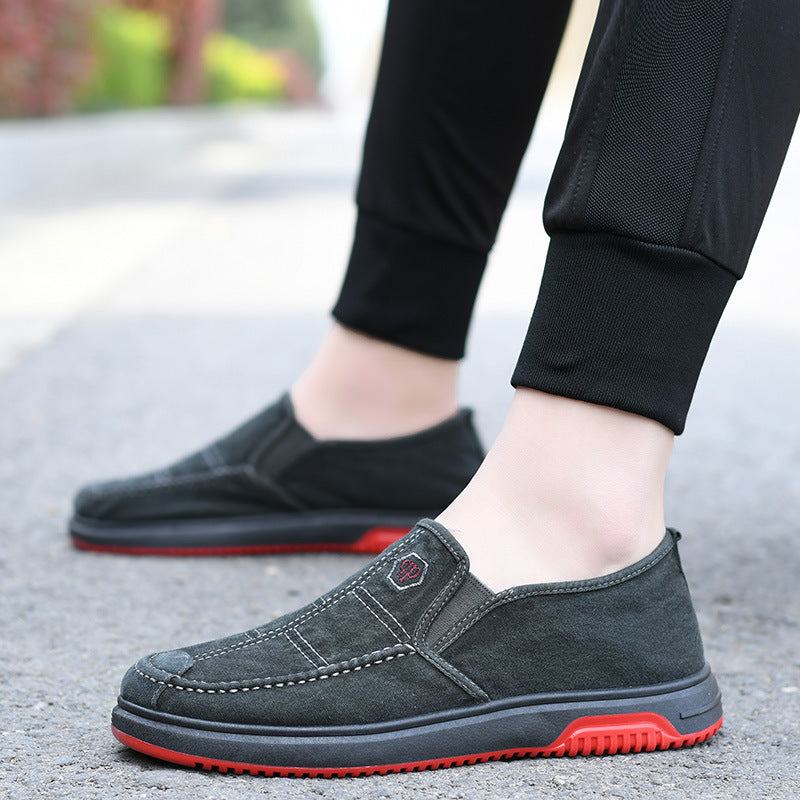 Old Beijing cloth shoes men's breathable soft-soled work shoes cow a kick dad canvas shoes wholesale casual single shoes on behalf of the hair