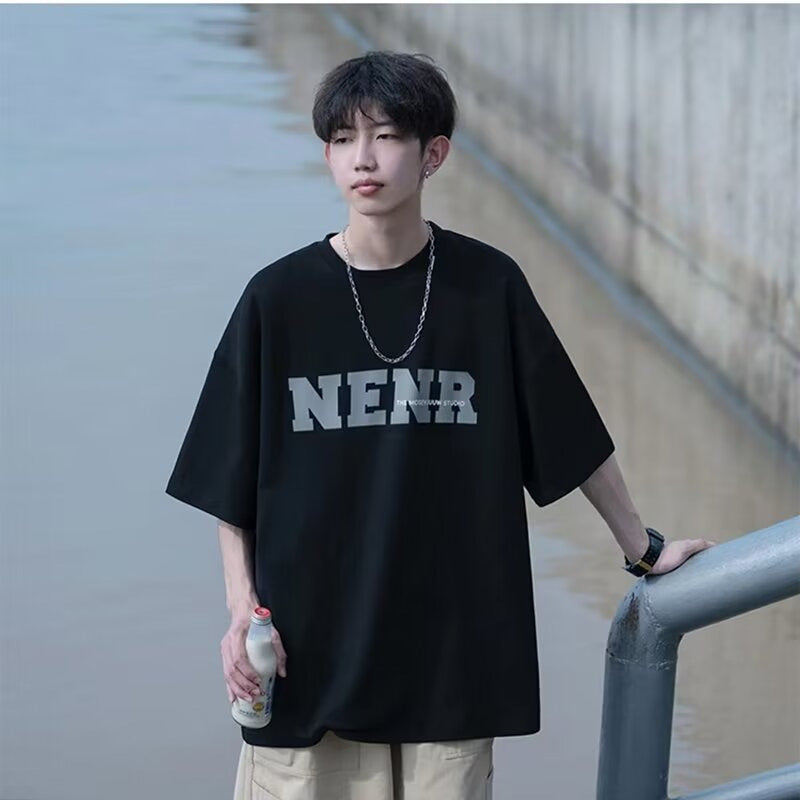 Youth summer clothes cotton short sleeve t-shirt boys summer 2024 new junior high school and high school students handsome men's clothes