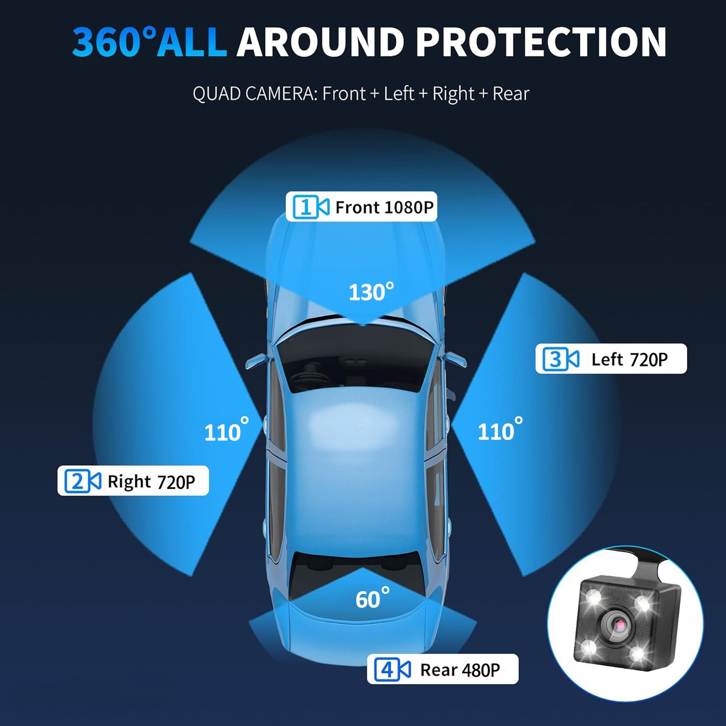 Cross-border S21 quad recording and simultaneous display car camera 1080P high-definition infrared night vision monitoring dash cam