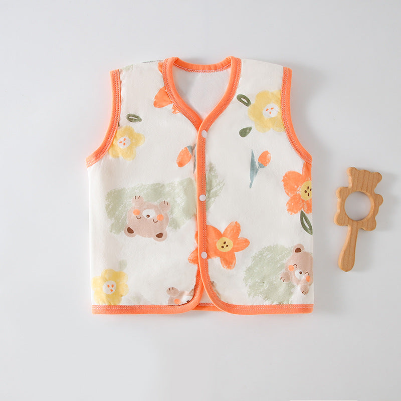 Children's vest class a baby clothes padded warm horse jacket shoulder baby vest 40g thin cotton autumn winter cardigan