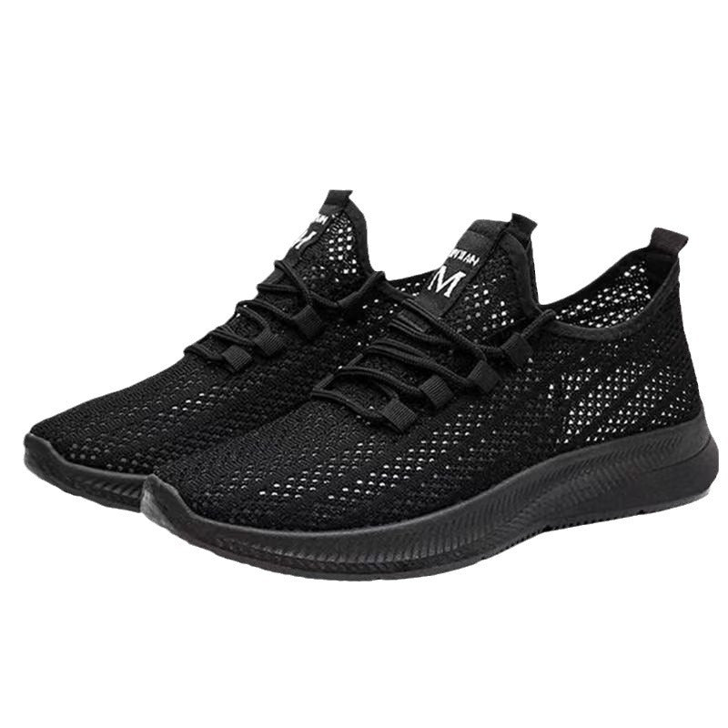 2024 Summer New Mesh Shoes Men's Korean Version Trendy Versatile Athleisure Shoes Mesh Breathable Running Shoes Soft Sole Non-slip
