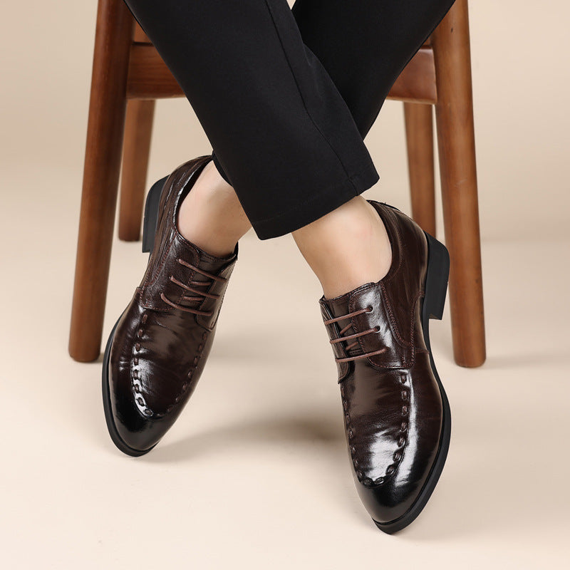 Men's business casual leather shoes genuine leather top layer sheepskin men's shoes soft sole formal dress pointed-toe shoes wholesale men's shoes