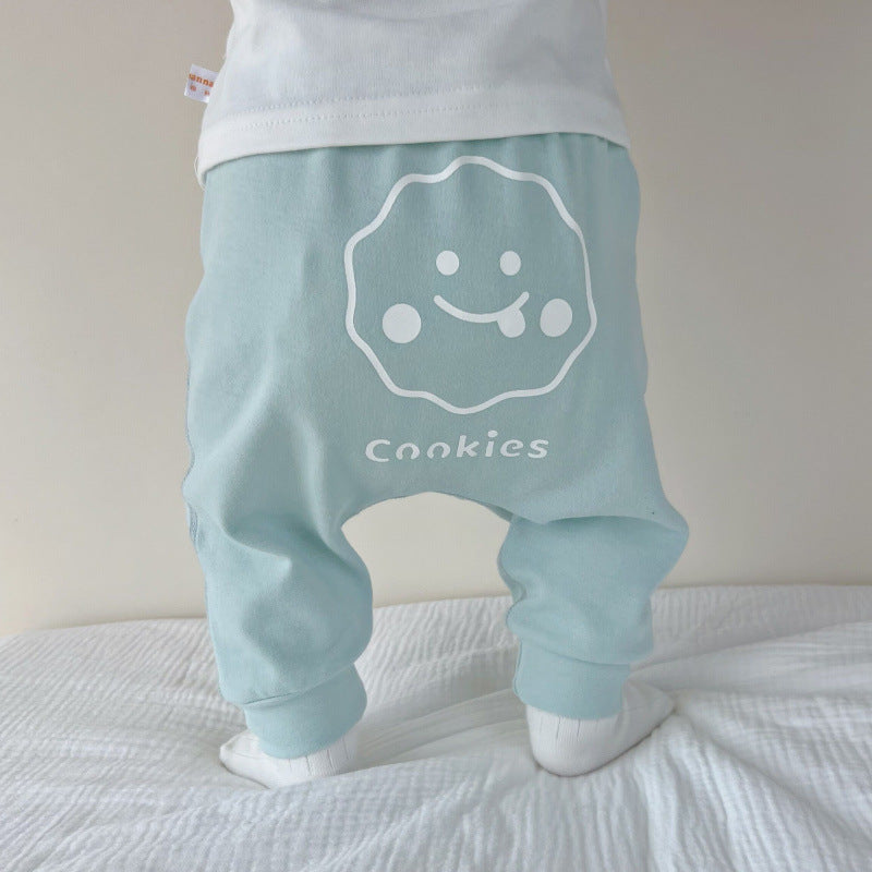 Baby big pp pants spring and autumn leggings male and female baby big ass pants cotton loose outer wear harem pants 1 year old