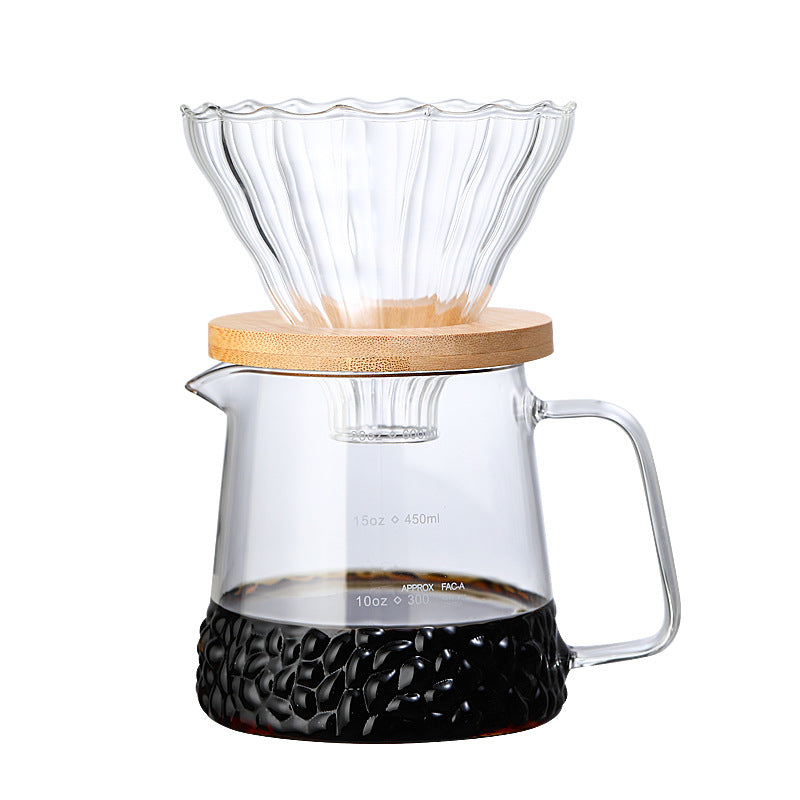 Coffee pot filter cup drip pot filter glass sharing pot with graduated set filter cup with holder, coffee pot