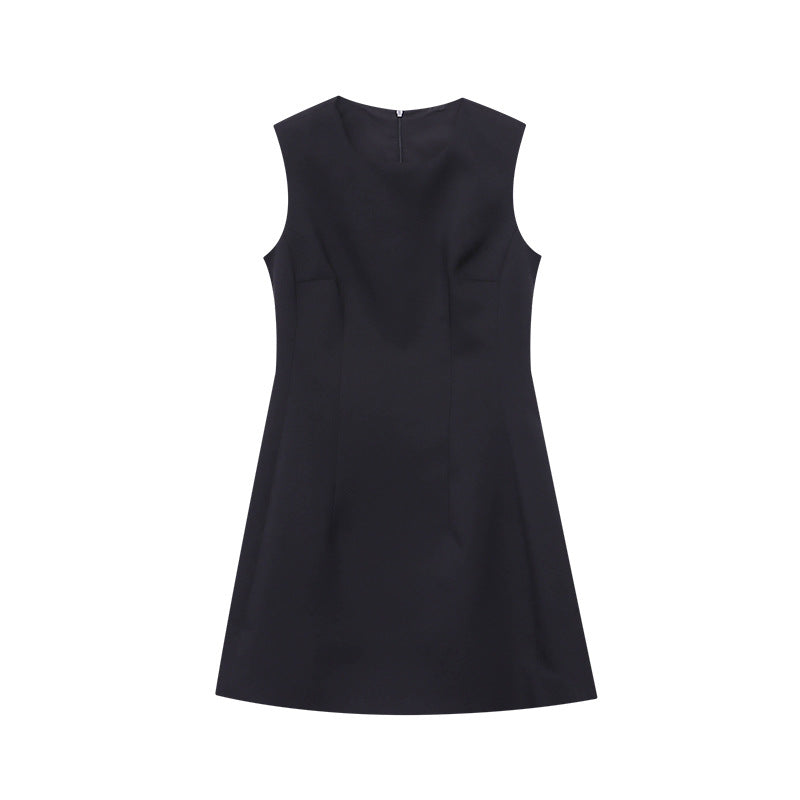 Sinan Early-Spring New French Tailor Waist Slim Sleeveless Vest Dress Little Black Dress SN6910