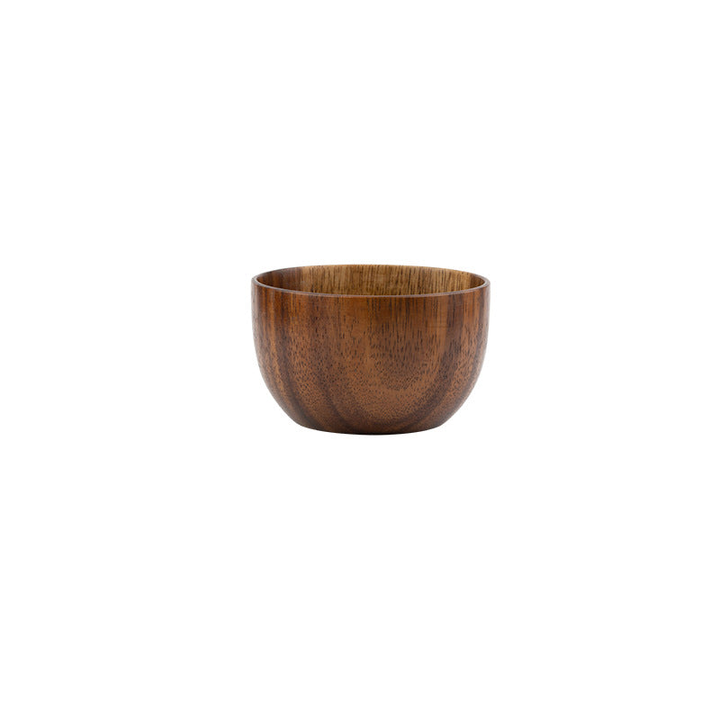 Acacia Wood Japanese Style Children's Wooden Bowl Creative Baby Wooden Ramen Rice Bowl Soup Bowl Instant Noodle Bowl Ins Tableware Set