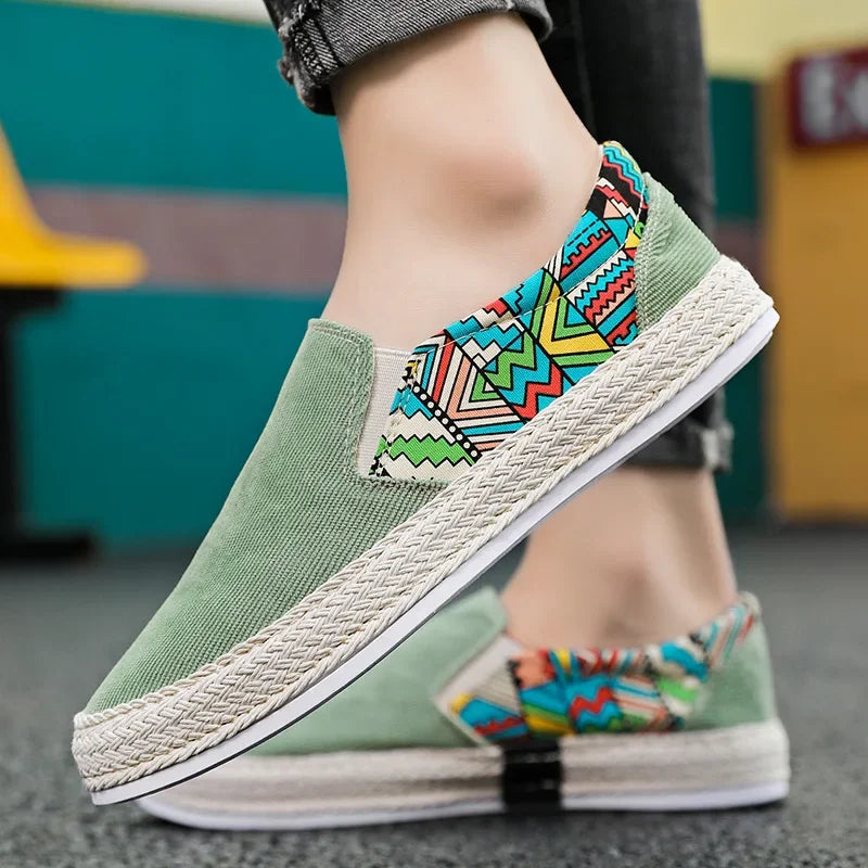 Ice silk shoes men's summer breathable thin canvas casual sneakers slip-on men's soft bottom non-slip all-match big toe shoes