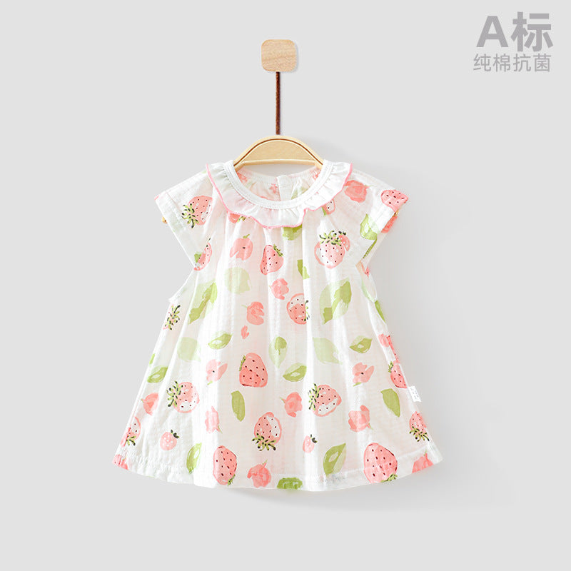 Korean children's floral skirts, girls' spring clothes, foreign girls, princess dresses, summer baby dresses, baby summer dresses