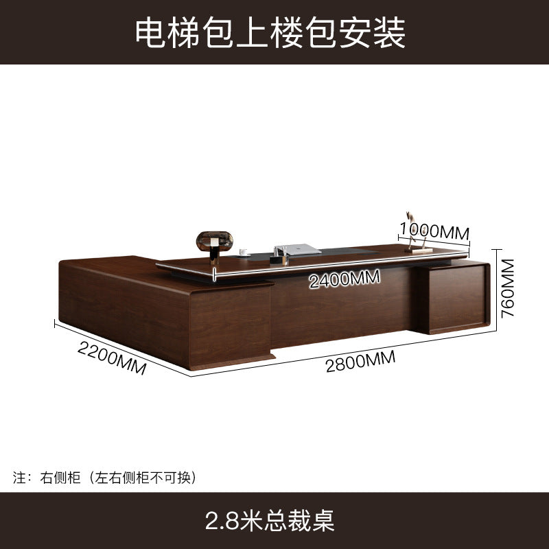 High-end boss desk, president table, solid wood lacquered atmosphere, chairman's general manager's office, table and chair combination, executive desk