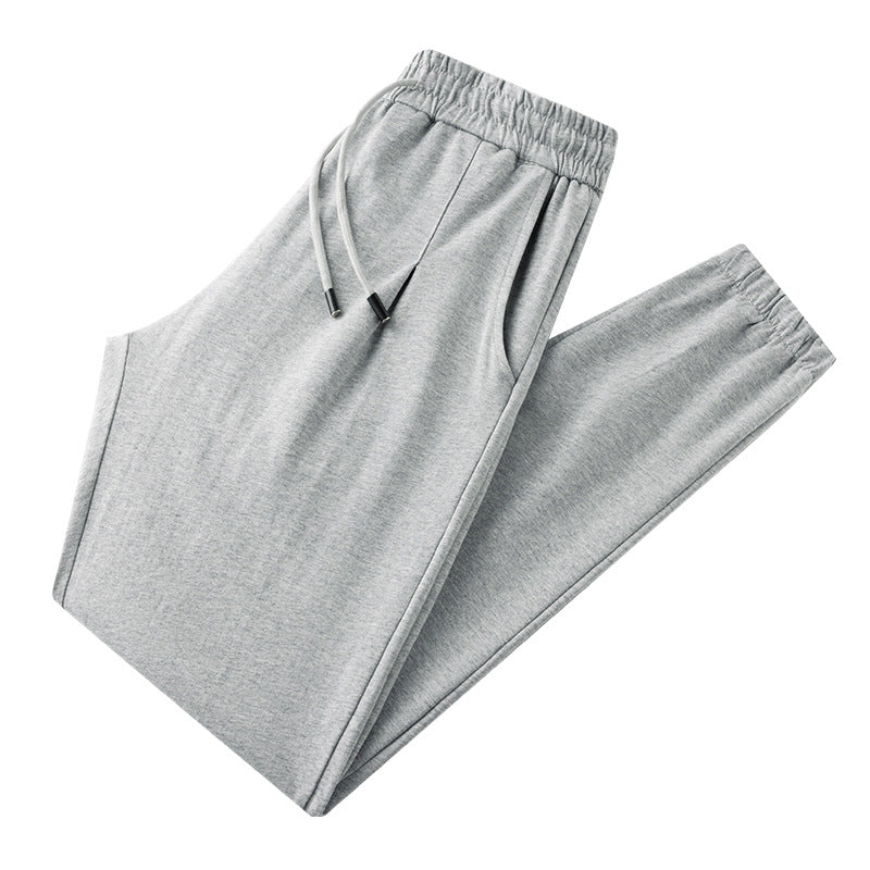 Ultra thin summer thin cotton casual long pants light gray loose straight leg sweatpants elastic waist men's sweatpants