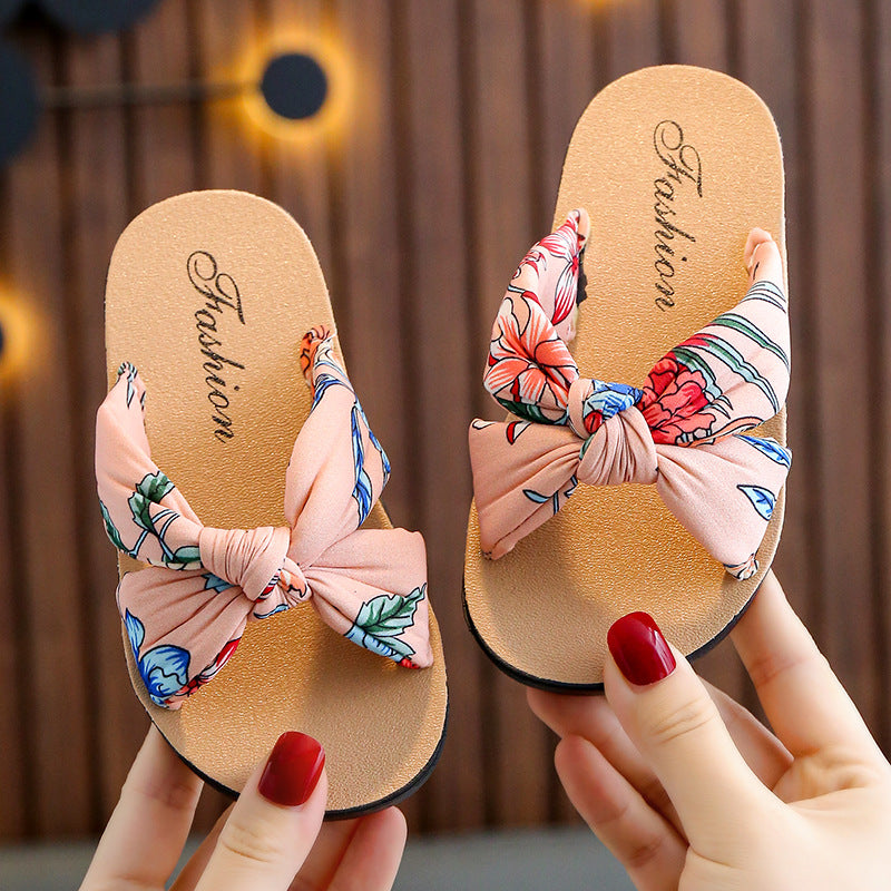 Children's slippers women's summer new fashion girls' sandals wear non-slip, comfortable and soft girls' fabric beach shoes