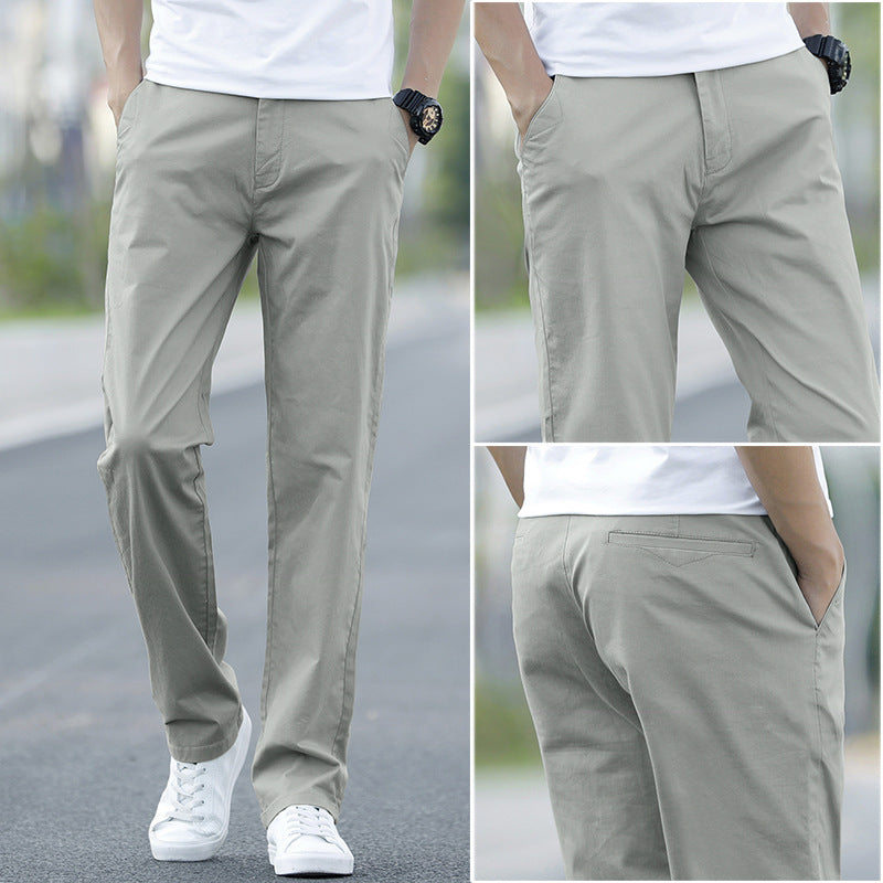 Cotton slacks men's 2025 new straight leg loose pants summer versatile business men's plus size trousers thin