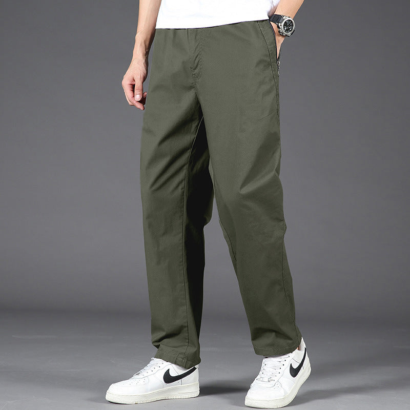Summer 2025 Thin Casual Pants Men's Loose Straight Plus Size Wide Leg Teen Khaki Business Cargo Pants