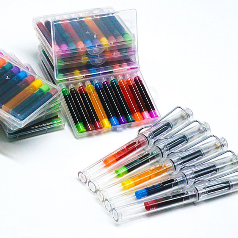Colored fountain pen ink sac set for students to practice calligraphy ink gall. Caliber color ink transparent drawing pen