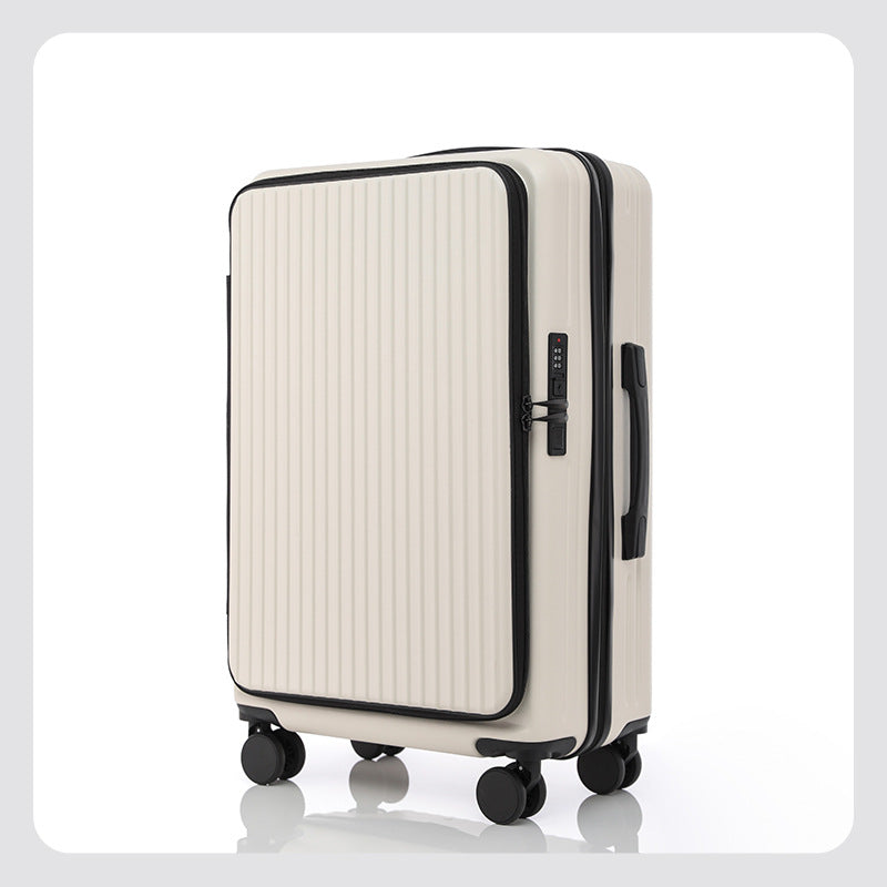Front opening suitcase, men's trolley suitcase, women's 26 multifunctional suitcase, 20-inch cabin suitcase, lockbox, leather suitcase