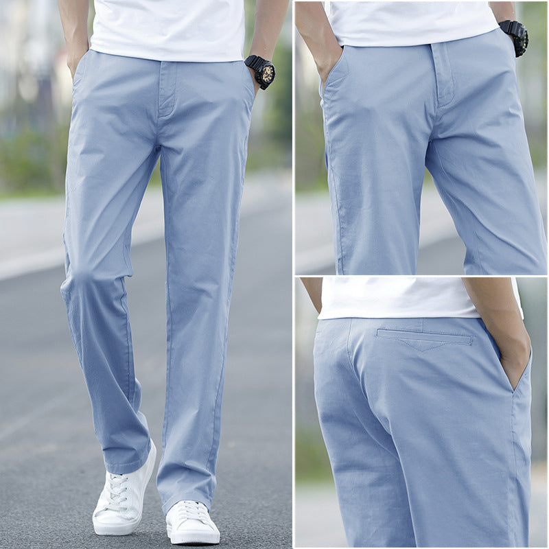 Cotton slacks men's 2025 new straight leg loose pants summer versatile business men's plus size trousers thin