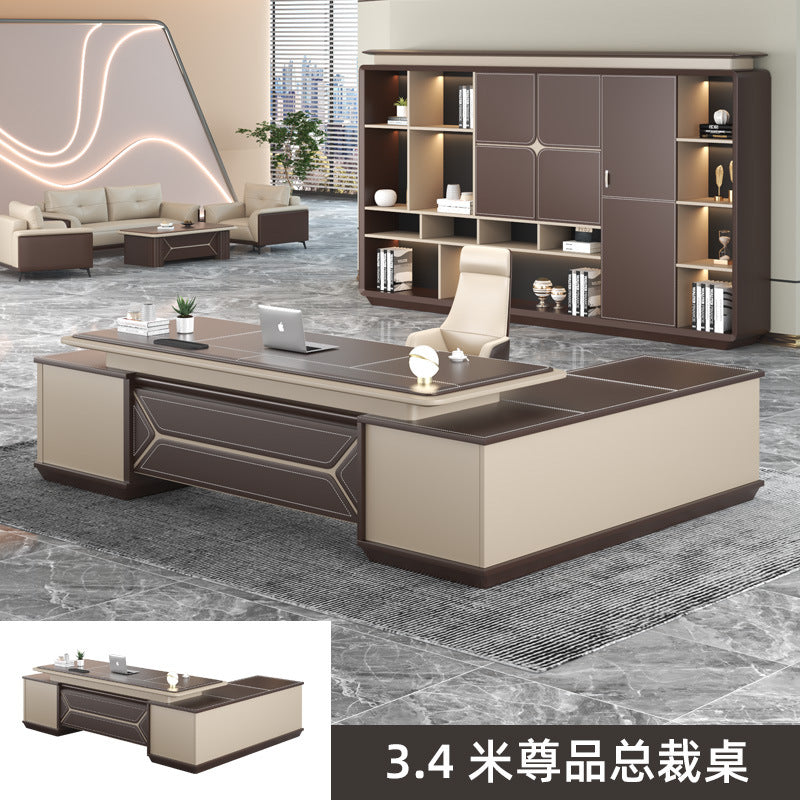 High-end atmosphere, boss desk, simple modern fashion, president desk, desk and chair combination, light luxury executive desk office