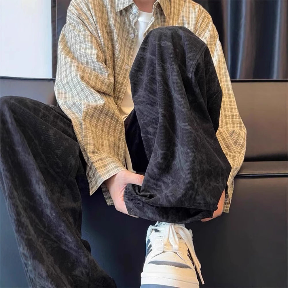 2025 New Loose Casual Pants Men's Korean Version Trendy Versatile Pants Summer Thin Drop Feeling Wide-leg Mop Pants