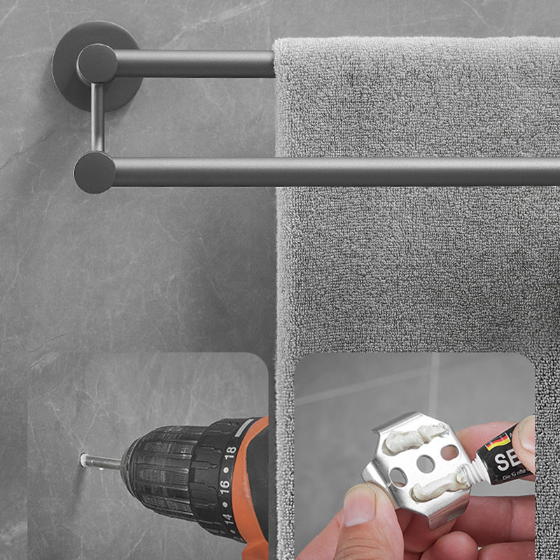 Gun Grey Single Pole Towel Bar Stainless Steel Bathroom Bath Towel Rack Wall Mounted Bathroom Towel Rack Double Pole Hanging Towel Rack