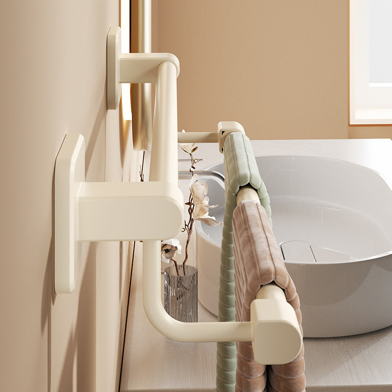 Cream wind towel rod non-perforated toilet wall mounted double rod split level toilet bathroom hanger suction cup towel rack