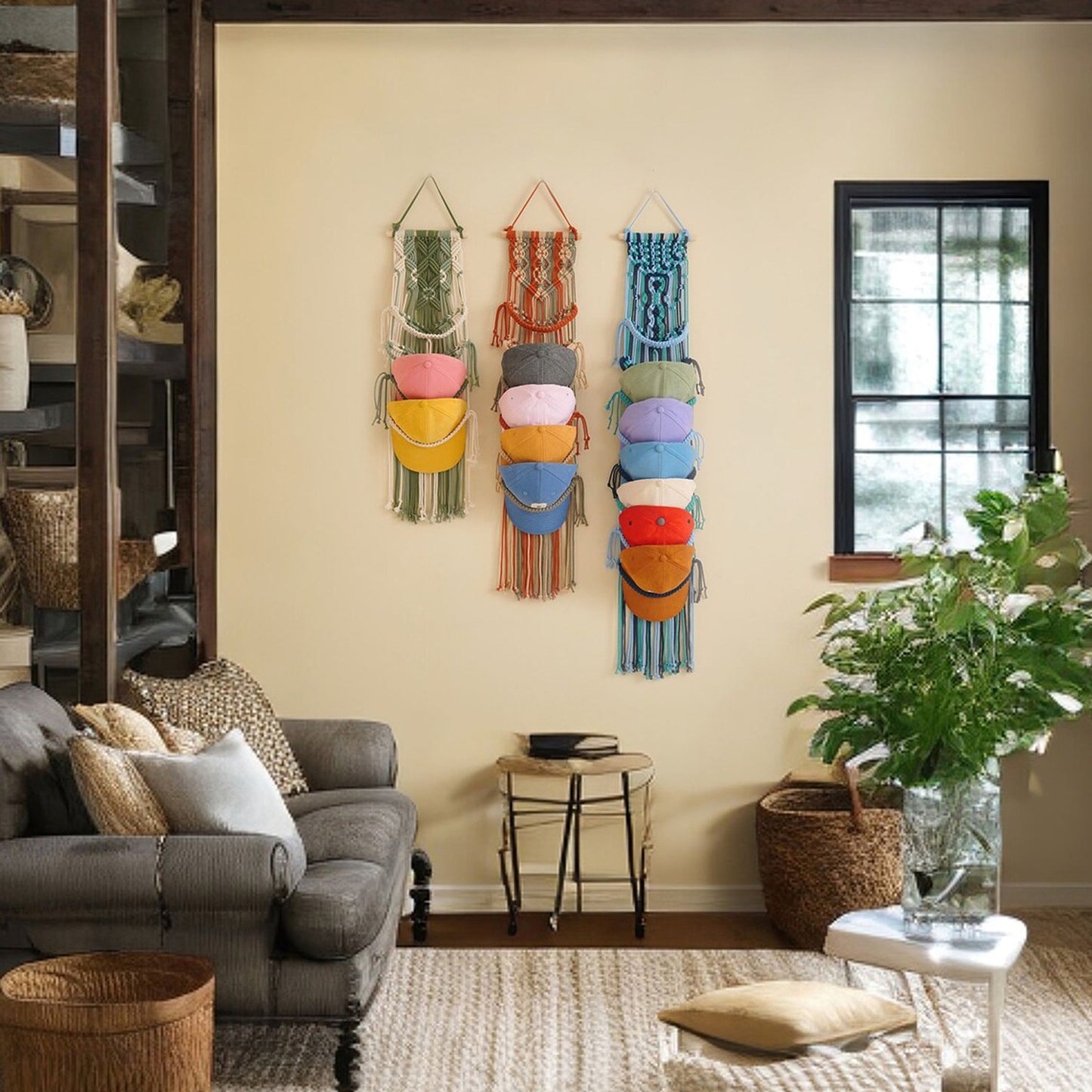 Foreign Trade New Moroccan Hand Woven Tapestry Peaked Cap Storage Wall Mounted Hat Rack European and American Home Decoration