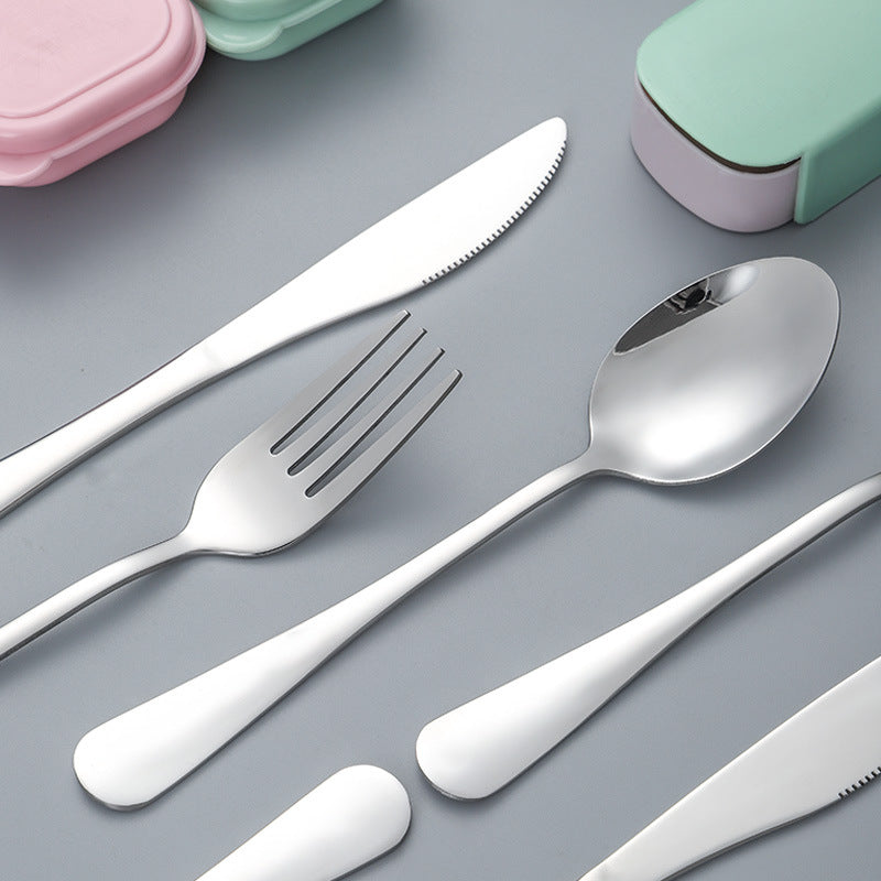 Creative stainless steel portable cutlery knife, fork and spoon three-piece set of home simple student outdoor creative set gifts