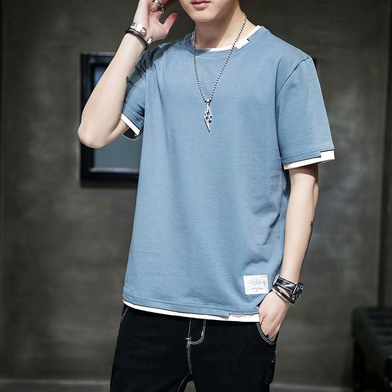 Men's short-sleeved t-shirt casual half-sleeved summer youth loose top men's new ins tide brand summer short-sleeved men