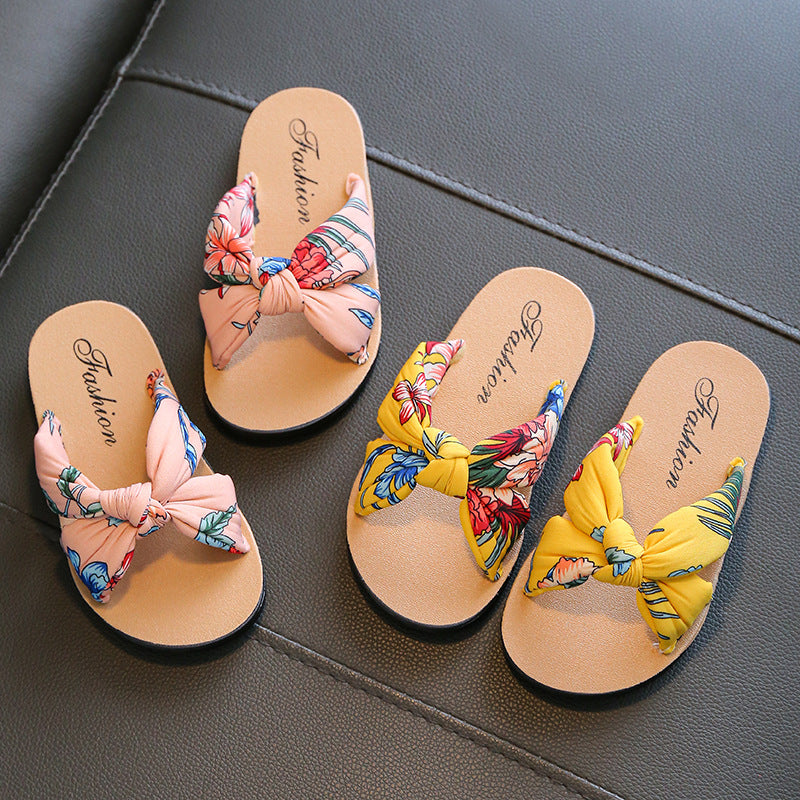 Children's slippers women's summer new fashion girls' sandals wear non-slip, comfortable and soft girls' fabric beach shoes