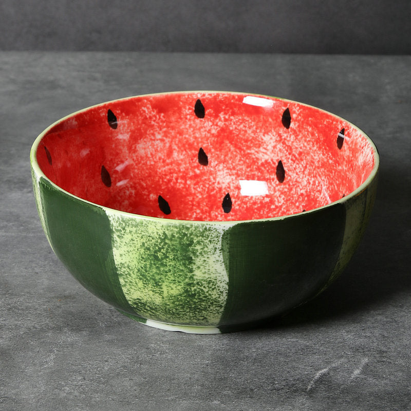 Jiutian ware ceramic large noodle bowl hand-painted watermelon instant noodle bowl underglaze color snail flour bowl beautiful small fresh deep plate
