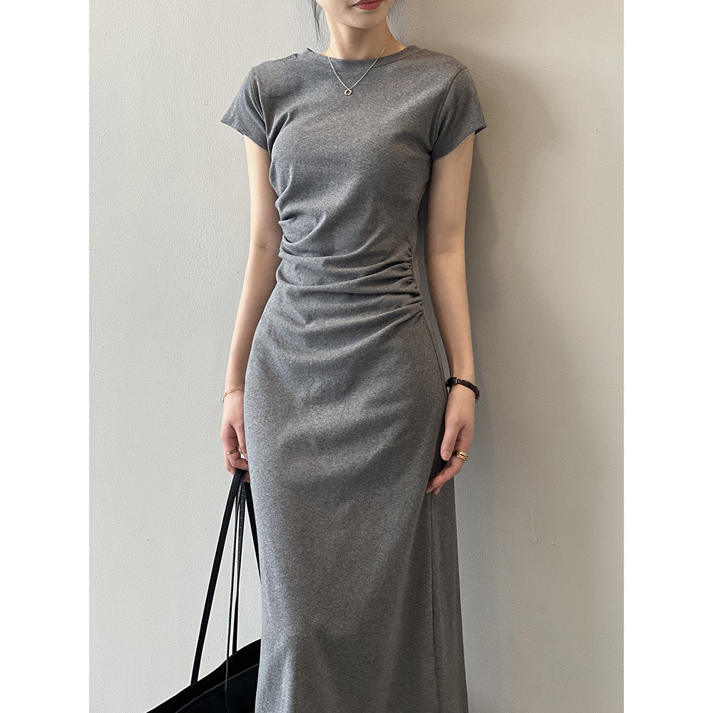 Yanshuang French temperament waist dress Summer new design sense flying sleeve T-shirt dress 80986