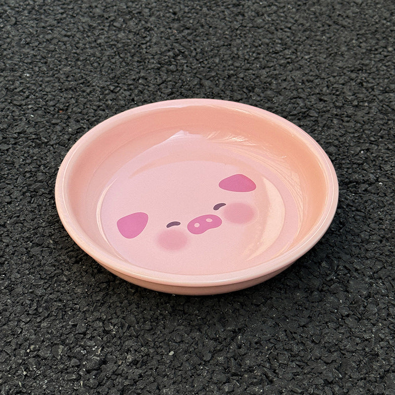 High-value piggy bowl and plate set for home 2024 new one-person ceramic tableware set for couples bowl and plate combination