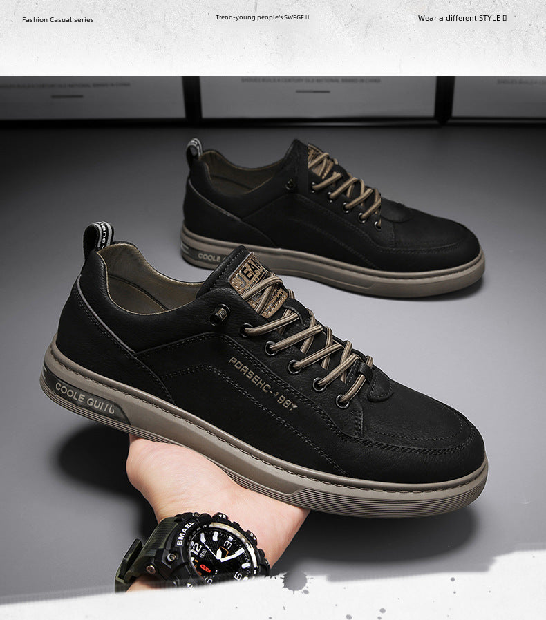 Men's Shoes 2024 New Spring Men's Casual Leather Shoes Korean Trendy Versatile Sneakers Men's Small Whiteboard Shoes