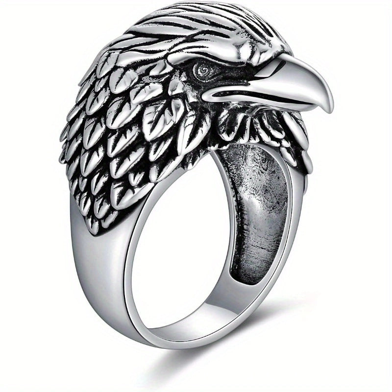 Cross-border wholesale retro distressed eagle rings, men's trend, personality, anti-Thai silver, fashion, domineering, eagle open rings