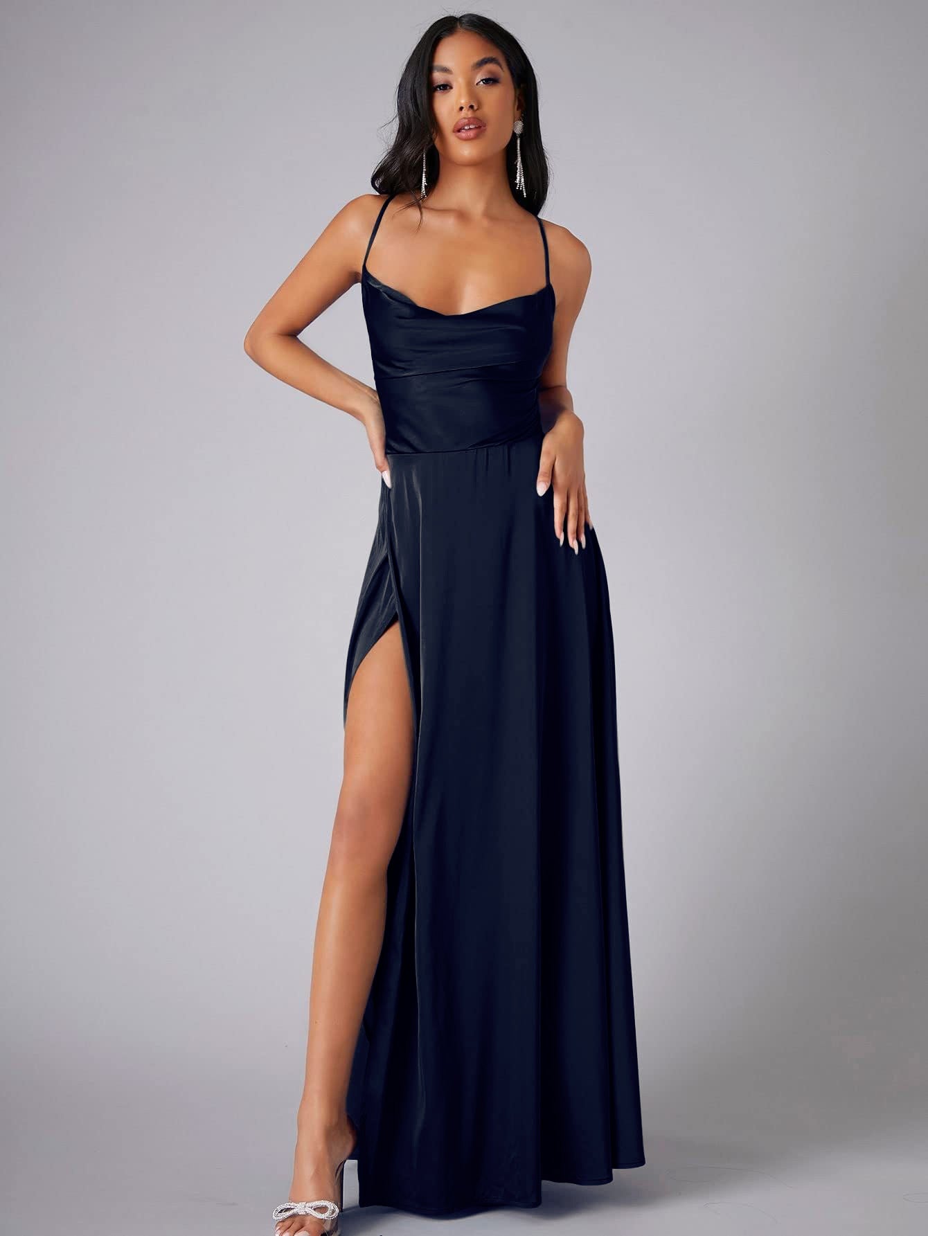 2024 new European and American foreign trade women's clothing sexy slim slim backless Amazon suspender waist dress long skirt
