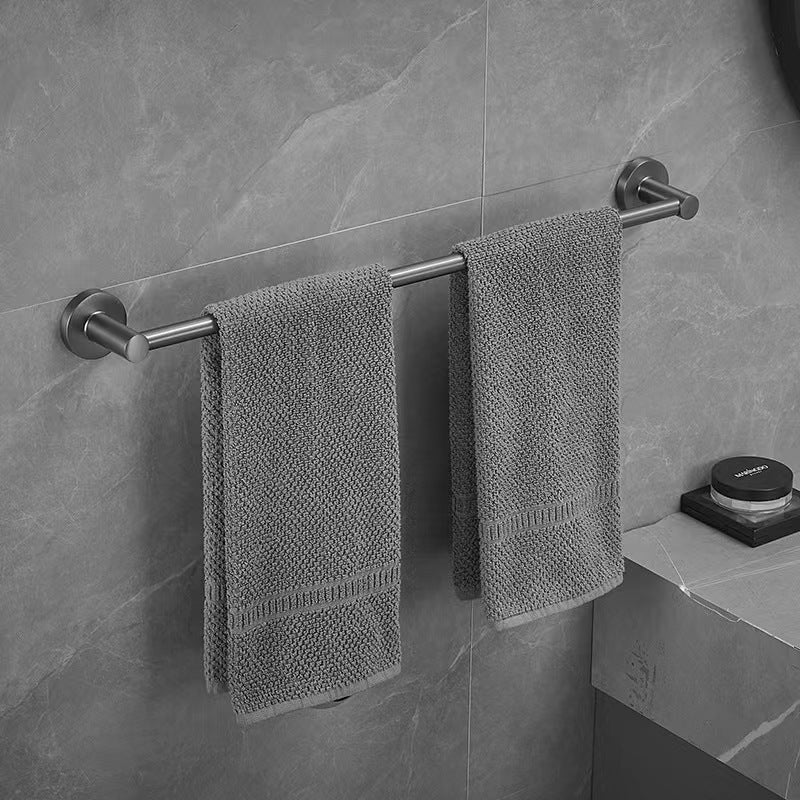 Gun Grey Single Pole Towel Bar Stainless Steel Bathroom Bath Towel Rack Wall Mounted Bathroom Towel Rack Double Pole Hanging Towel Rack