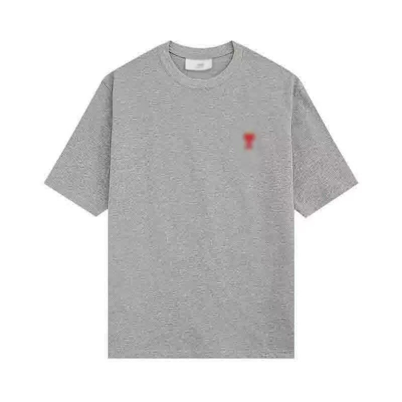 AMI &EANM2025 Hot Selling T-Shirt Men's Heart Embroidery Loose Dropped Sleeves Summer Fashion Short Sleeve Top