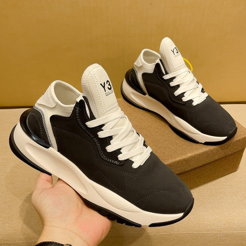 The new trendy brand Y3 Black Samurai Thick-soled Daddy Shoes Men's Tide Versatile Summer Breathable Leather Sneakers Men's Shoes