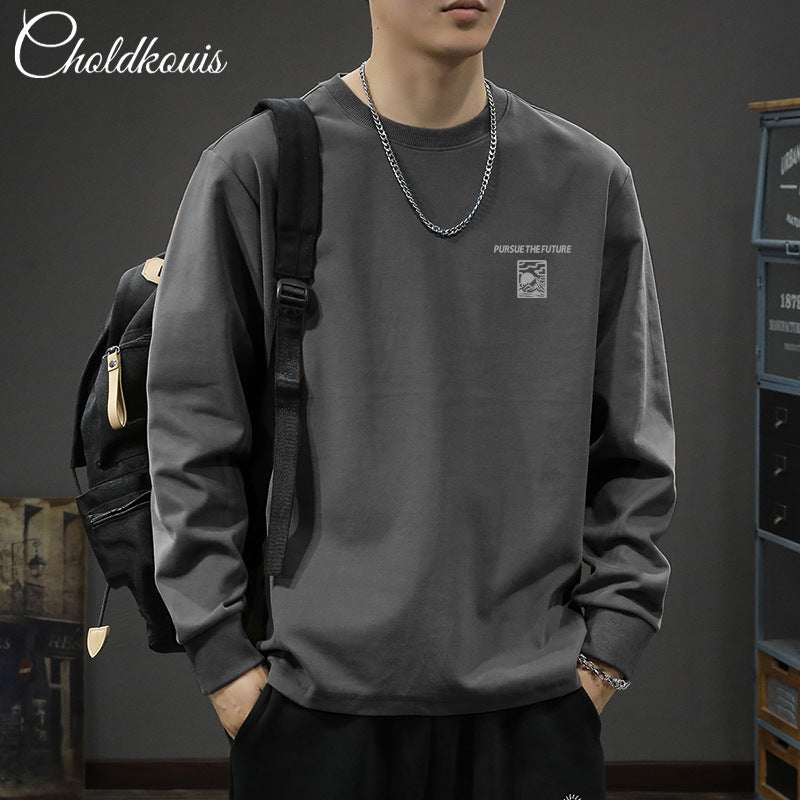 Heavy 200g Long Sleeve T-shirt Men's 2024 Spring New Casual Men's Loose Plus Size Base Shirt