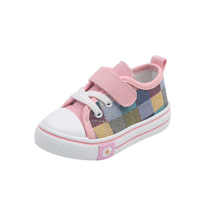 Low-top children's canvas shoes 2023 spring and autumn new children's British style skid shoes for boys and girls kindergarten children's shoes