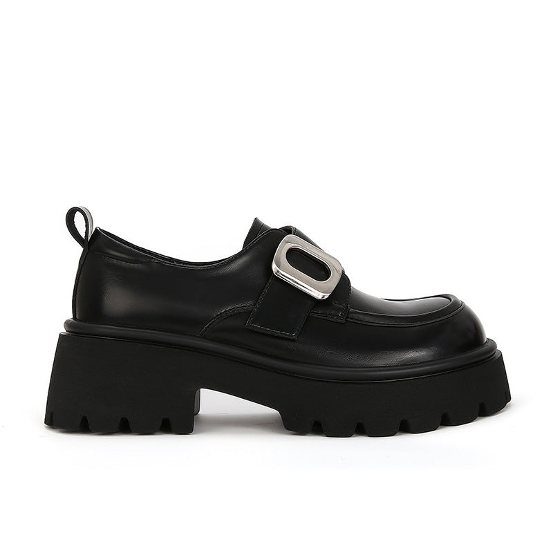 Sheepskin version ~ leather thick-soled flatform college style slip-on loafers women's British style retro small leather shoes single shoes