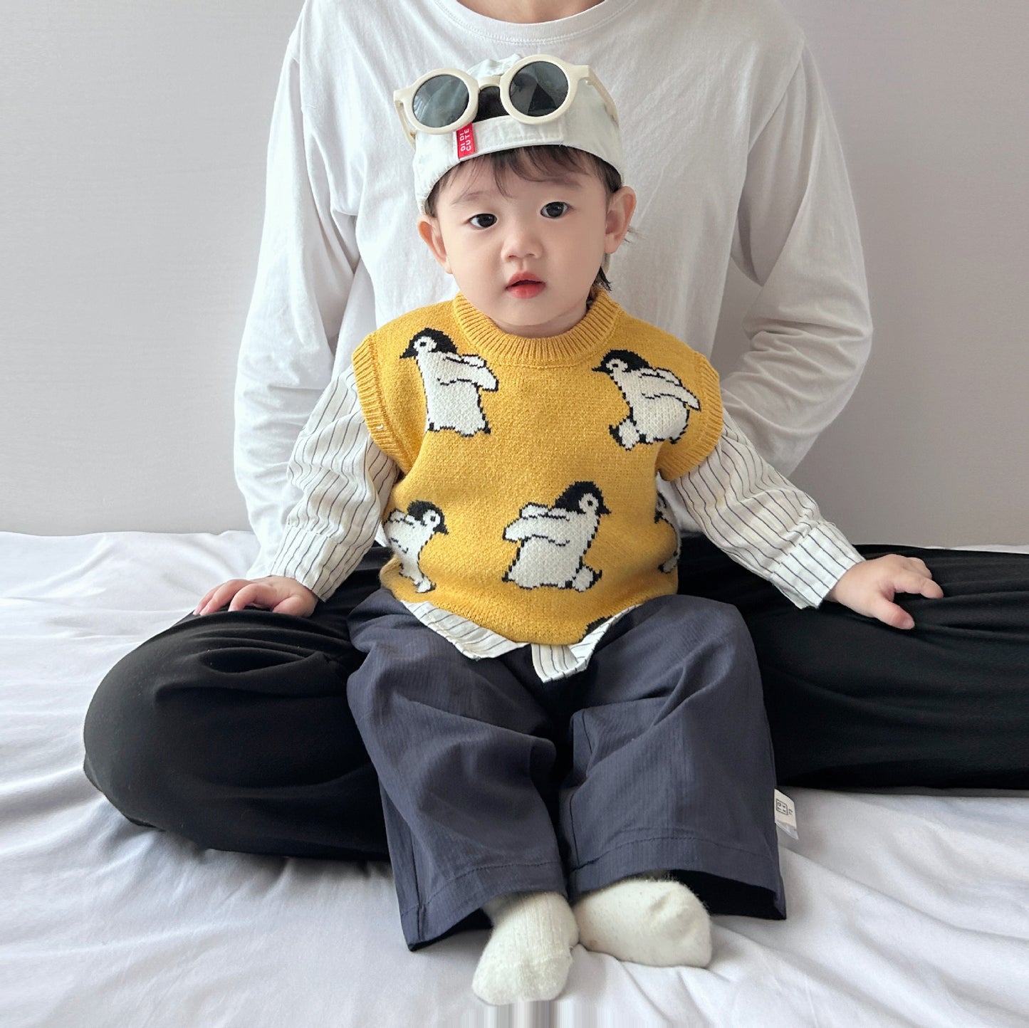 Korean version of the Spring and Autumn vest baby animal sweater boy fashion shoulder girl foreign vest baby knitted top