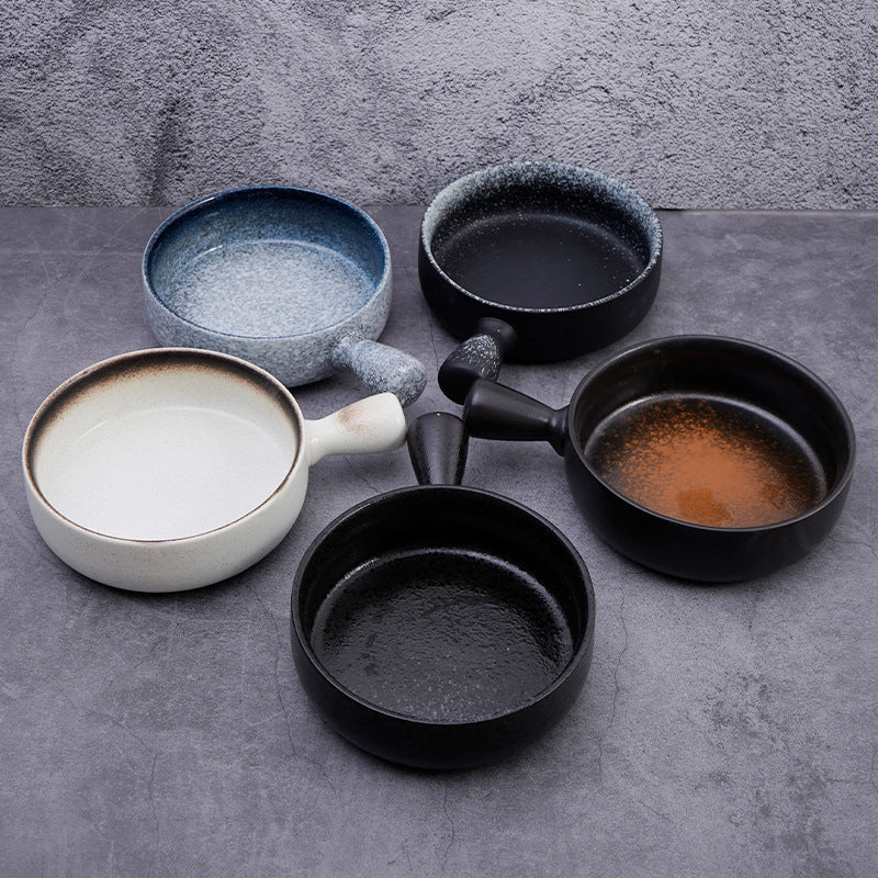 Cross-border direct supply Japanese ceramic baked rice bowl ramen baking bowl with handle baking bowl home restaurant fruit salad bowl