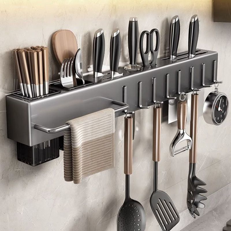 Thickened knife holder, non-perforated kitchen shelf, kitchen supplies, multi-functional wall-mounted chopsticks, tube, dish knife storage