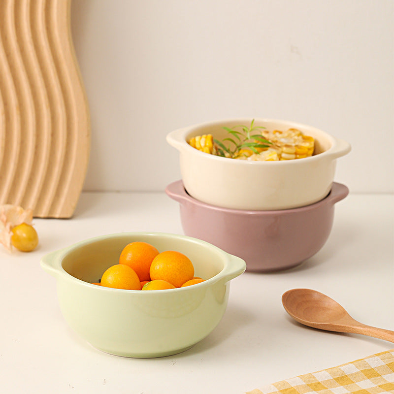 2024 new ins ceramic rice bowl glossy simple yogurt bowl breakfast bowl household steamed egg bowl small fresh tableware